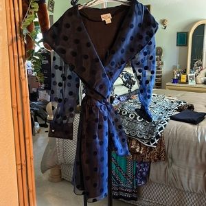 Elllyn’s original Get HOLIDAY Ready dress in Navy blue w/velvet circles